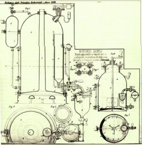 Patent of the first espresso machine by Angelo Moriondo