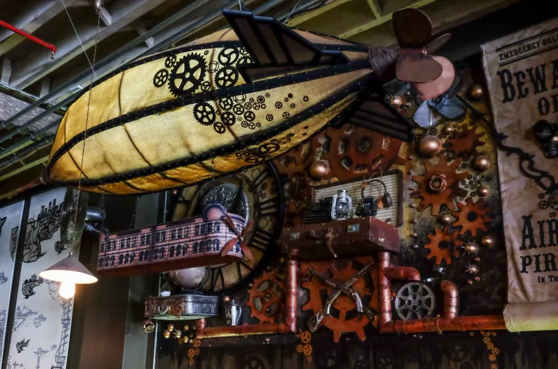 View of retro espresso machines