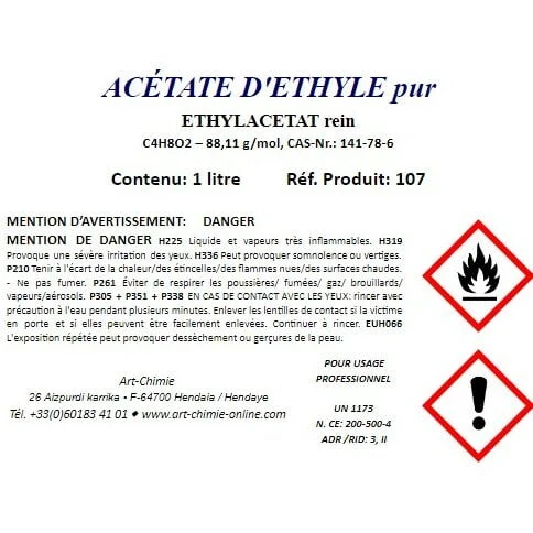 Ethyl acetate label