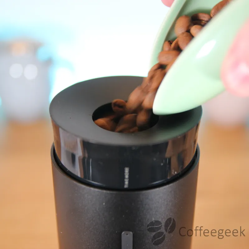 Pouring beans into Whirly