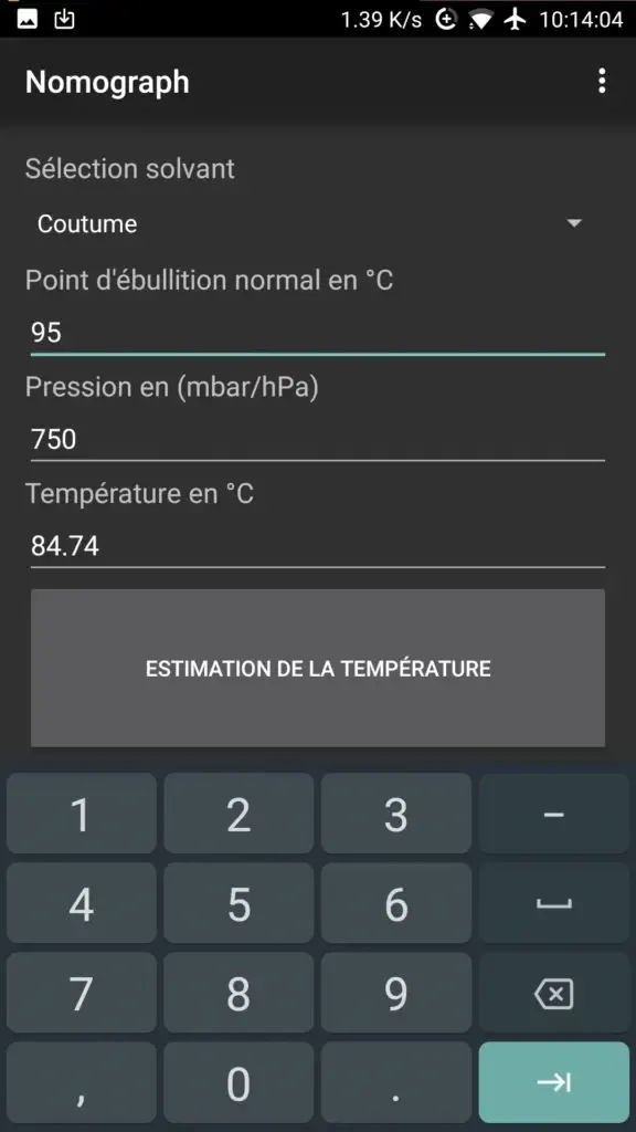 Calculation at 1500m altitude