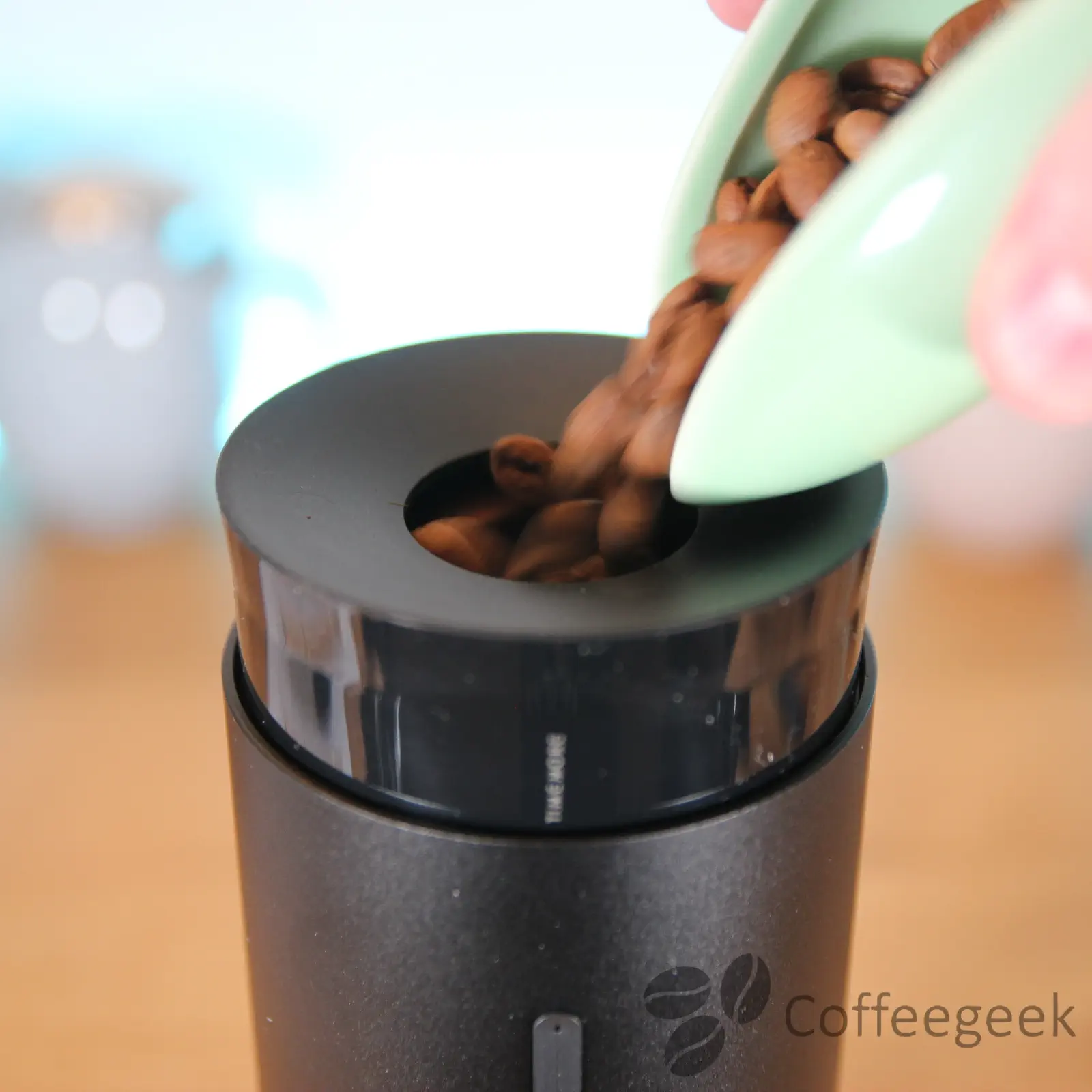 Pouring beans into Whirly