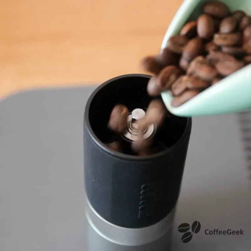 16 g koffie met een instelling van 7 kliks