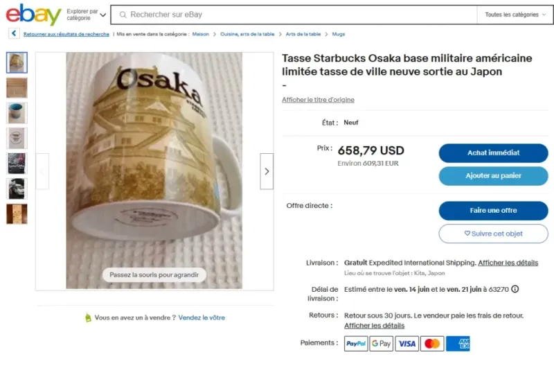 Mugg från den amerikanska basen i Osaka på eBay